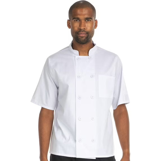 Hey Chef 10 Button Short Sleeve Mesh Coat