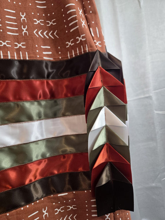 Native American Lakota Ribbon skirt - stacked ribbon & arrows