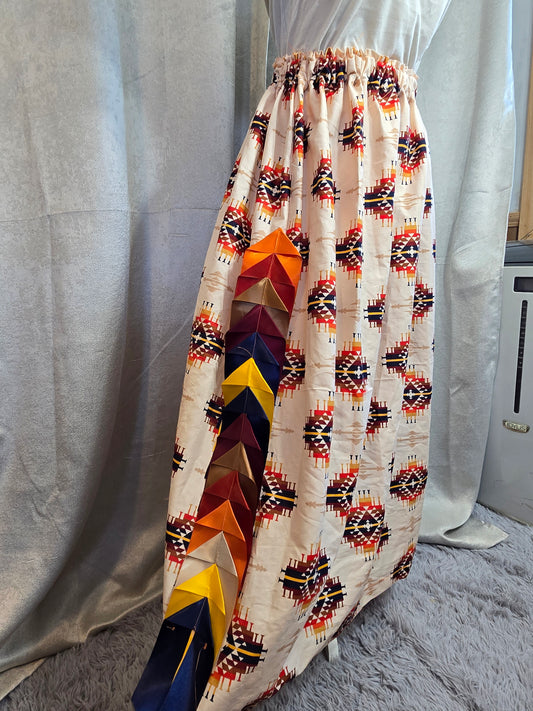 Colorful Tribal Patterned Ribbon Skirt with Arrows