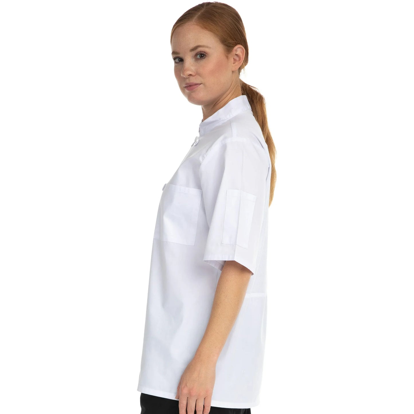 Hey Chef 10 Button Short Sleeve Mesh Coat