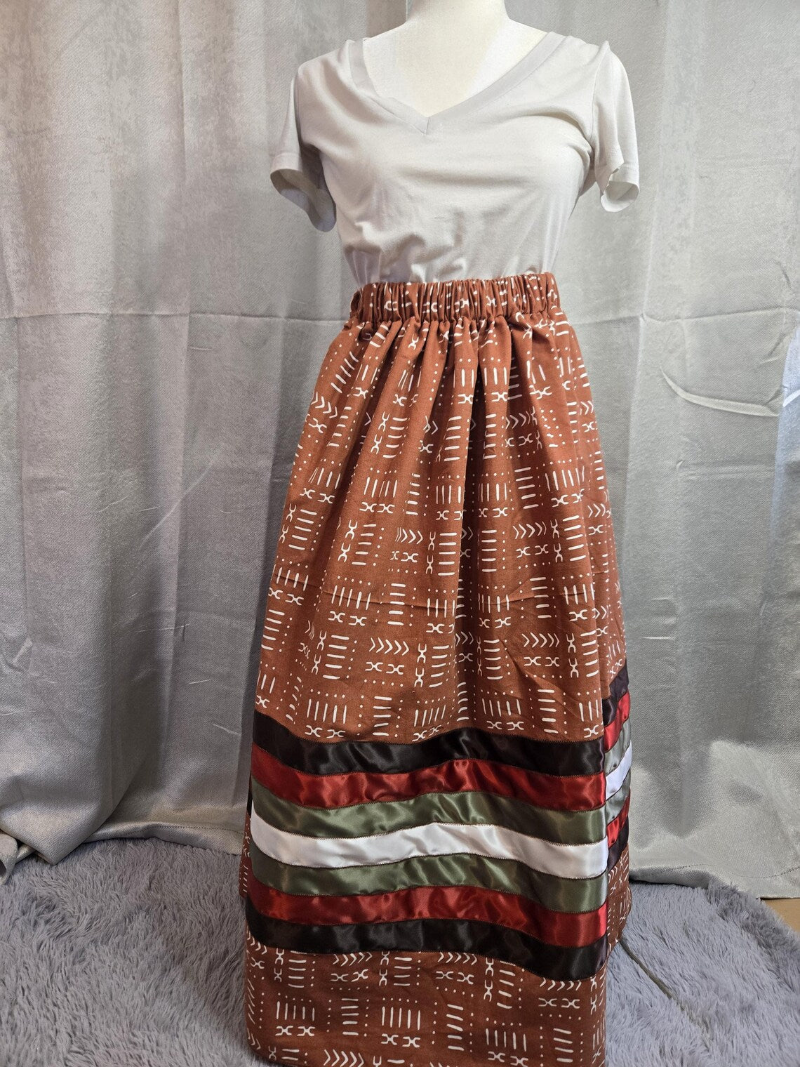 Native American Lakota Ribbon skirt - stacked ribbon & arrows