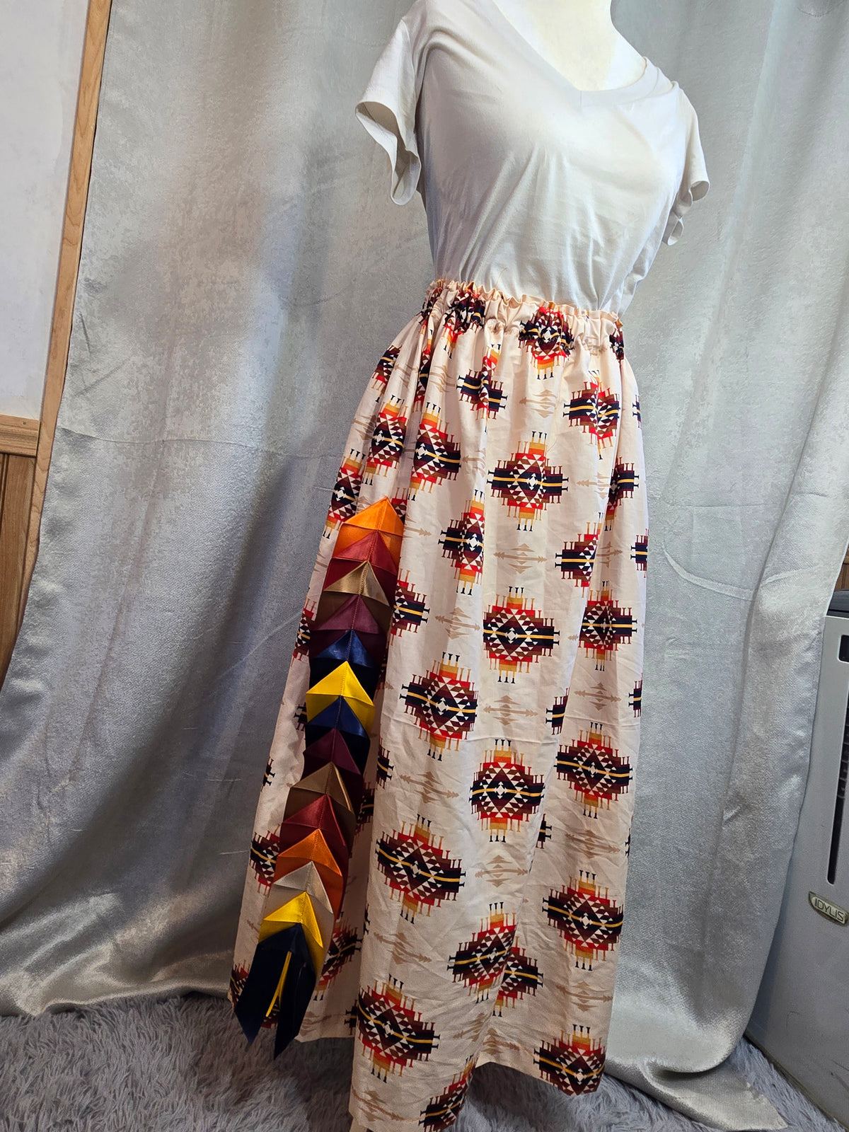 Colorful Tribal Patterned Ribbon Skirt with Arrows