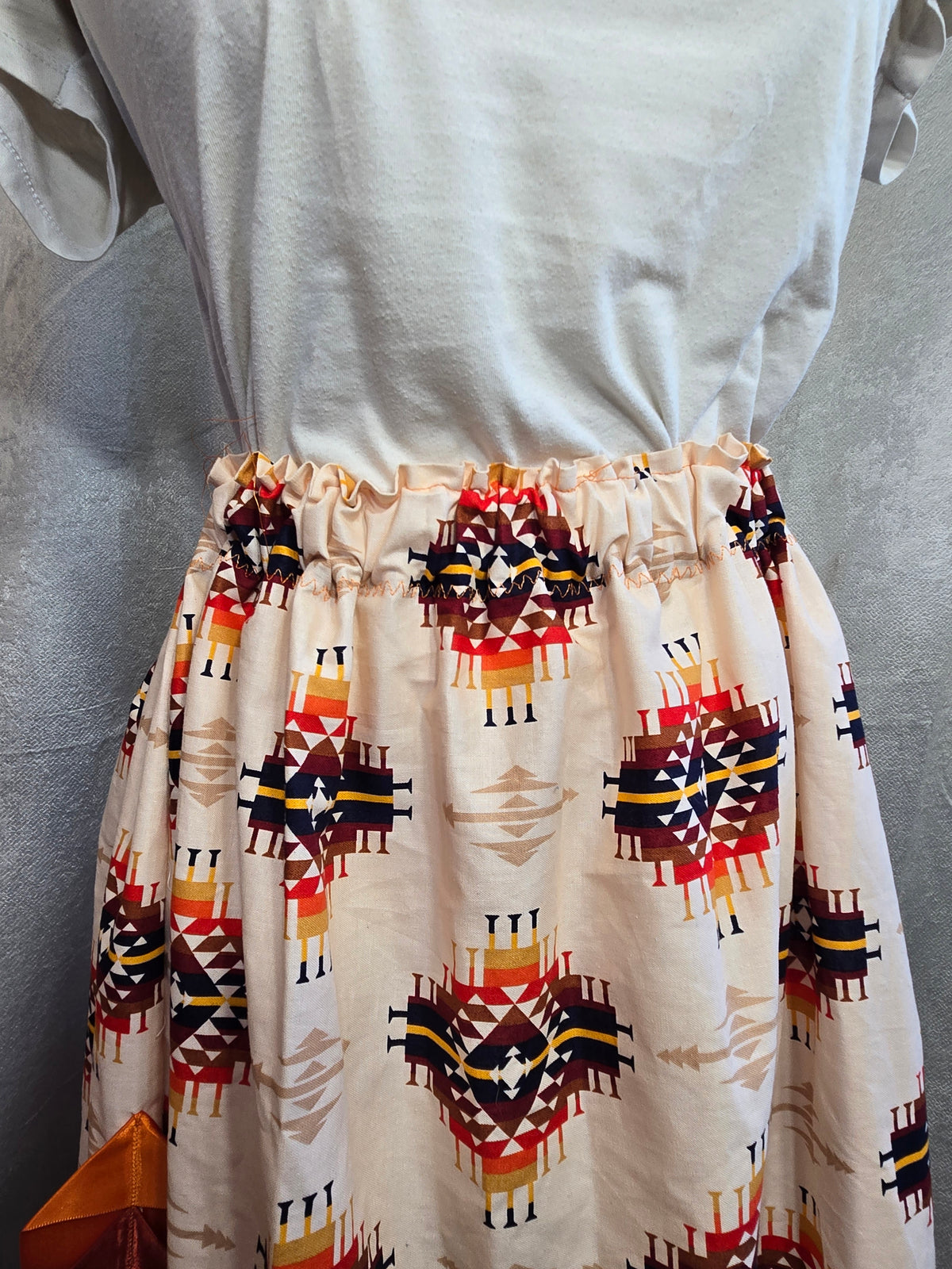 Colorful Tribal Patterned Ribbon Skirt with Arrows